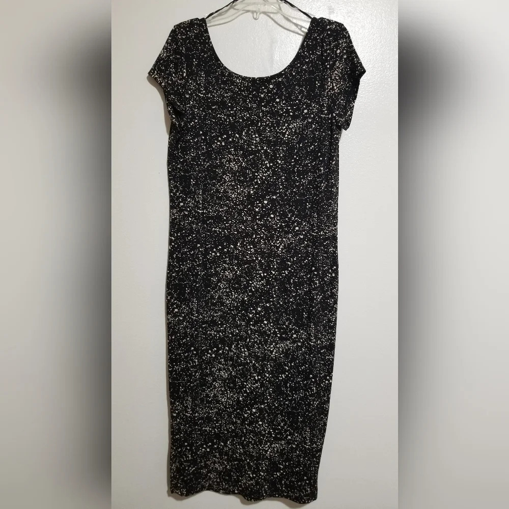 H&M black and speckled beige midi  dress